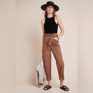 By Anthropologie Ellie Embroidered Utility Pants, size 8
